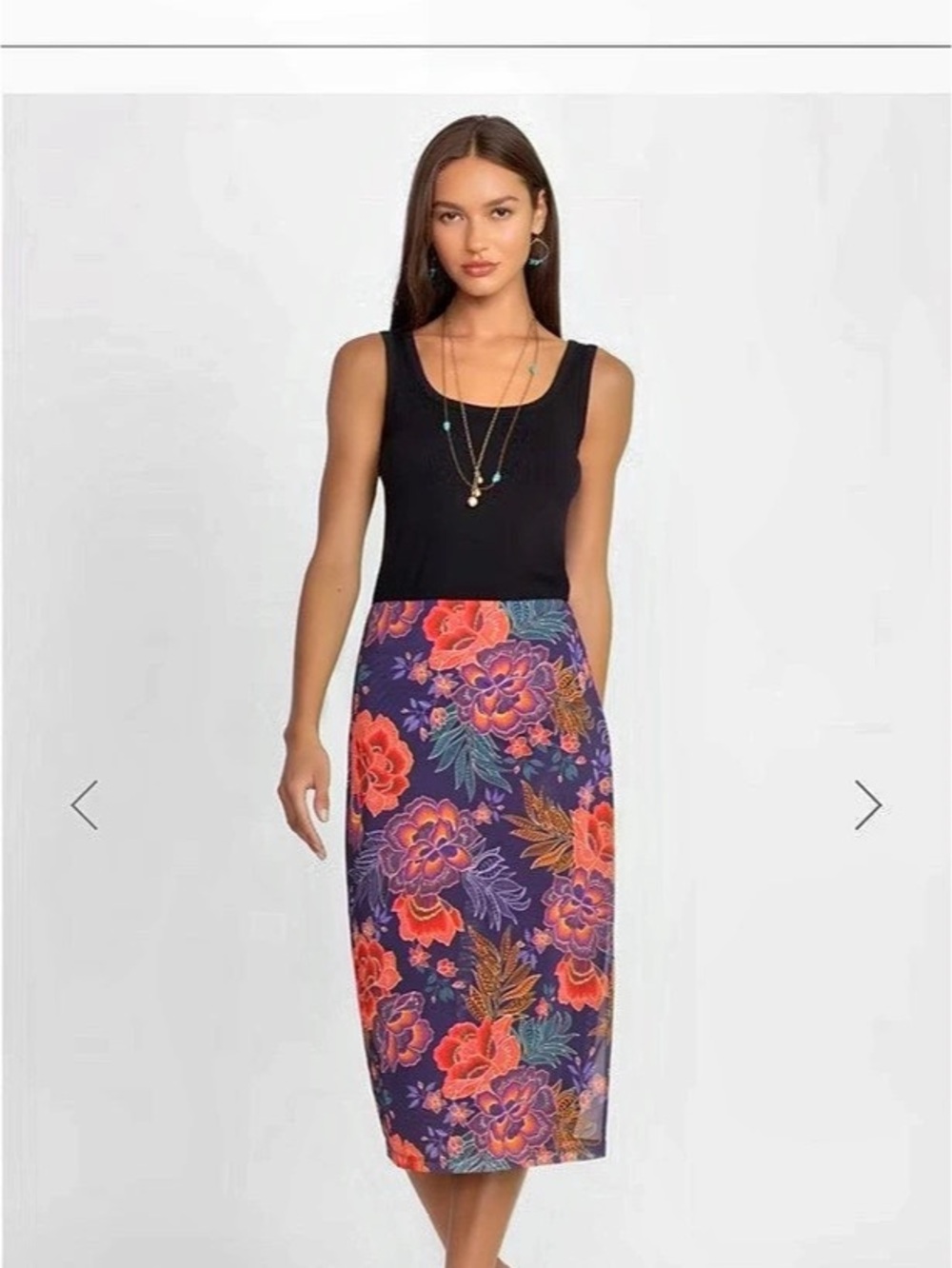 Jade Floral Midi Skirt in Blue & Red Size Large